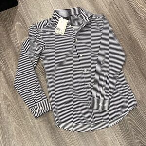 H&M Black and White Striped Casual Shirt